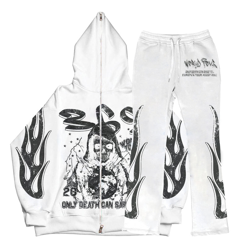 Death Full Zip Hoodie & Flare Sweatpants Full Set