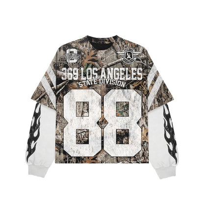 Woodland Camo Double-Layer Long-Sleeve T-Shirt