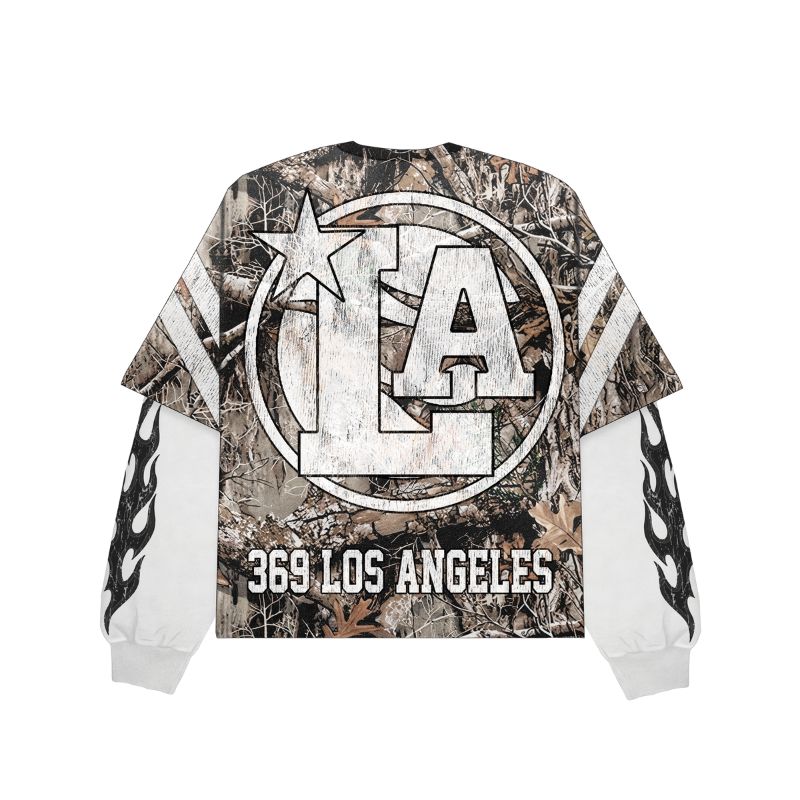 Woodland Camo Double-Layer Long-Sleeve T-Shirt