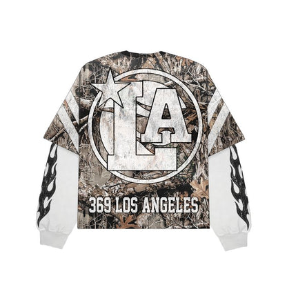 Woodland Camo Double-Layer Long-Sleeve T-Shirt