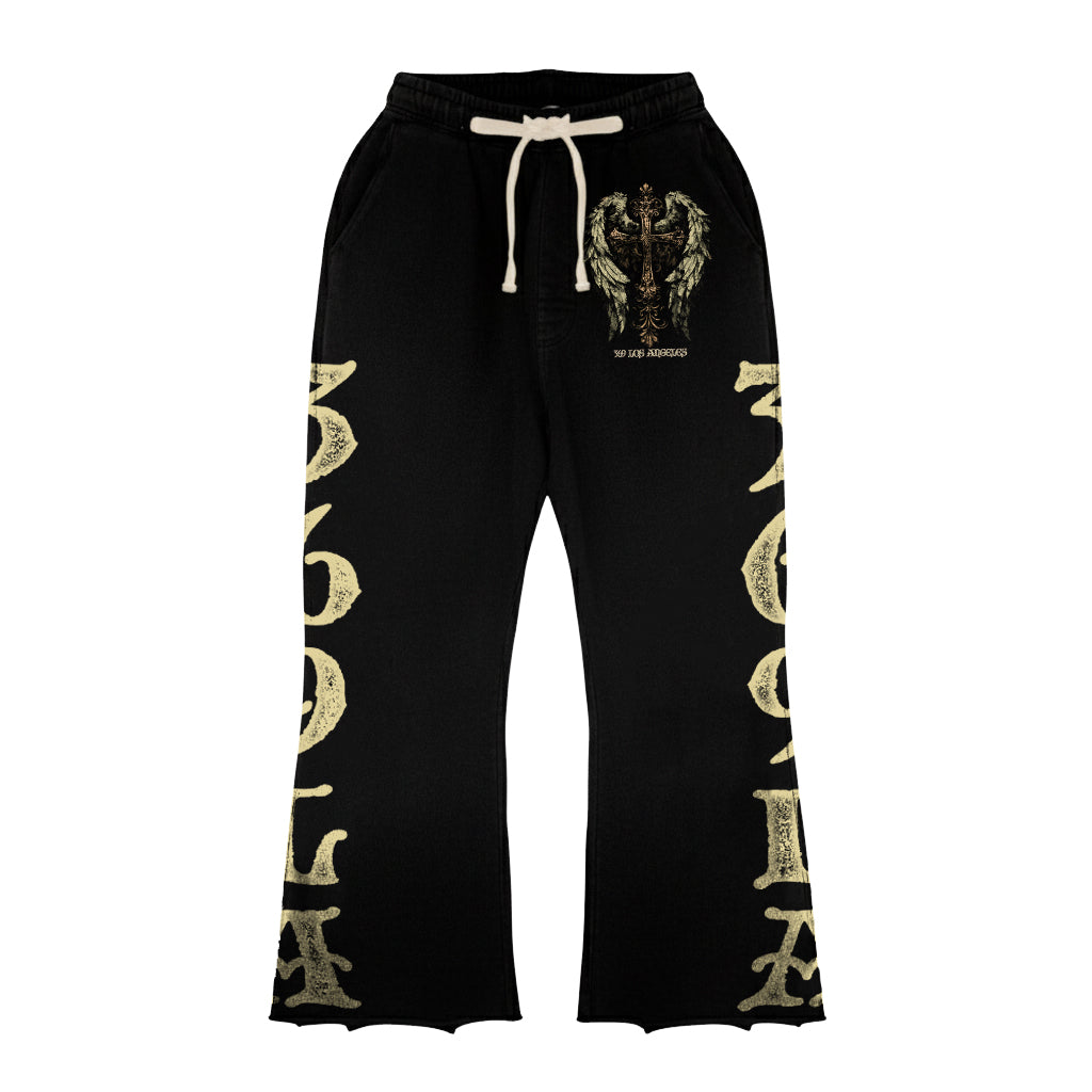 Angel Snake Double-Layer Long-Sleeve T-Shirt & Flare Sweatpants Full Set