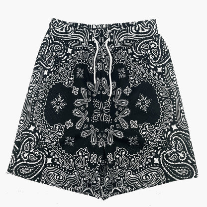 Black Bandana Mesh Shorts