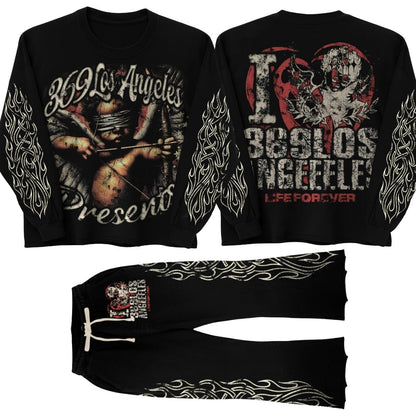 Cupid Forever Long-Sleeve T-Shirt & Flare Sweatpants Full Set