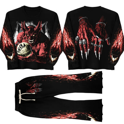 Devil Of Desire Long-Sleeve T-Shirt & Flare Sweatpants Full Set