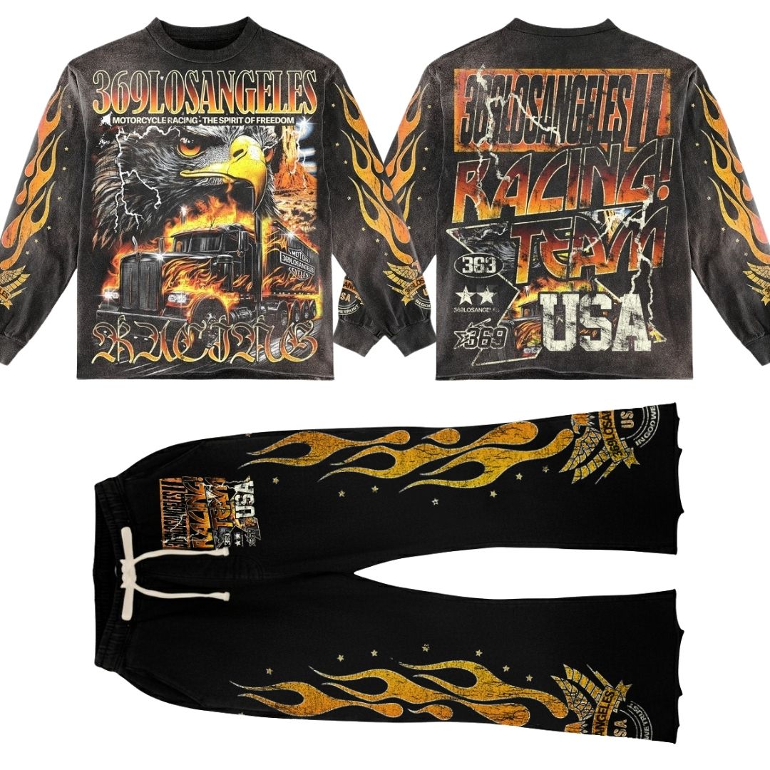 Freedom Spirity Long-Sleeve T-Shirt & Flare Sweatpants Full Set