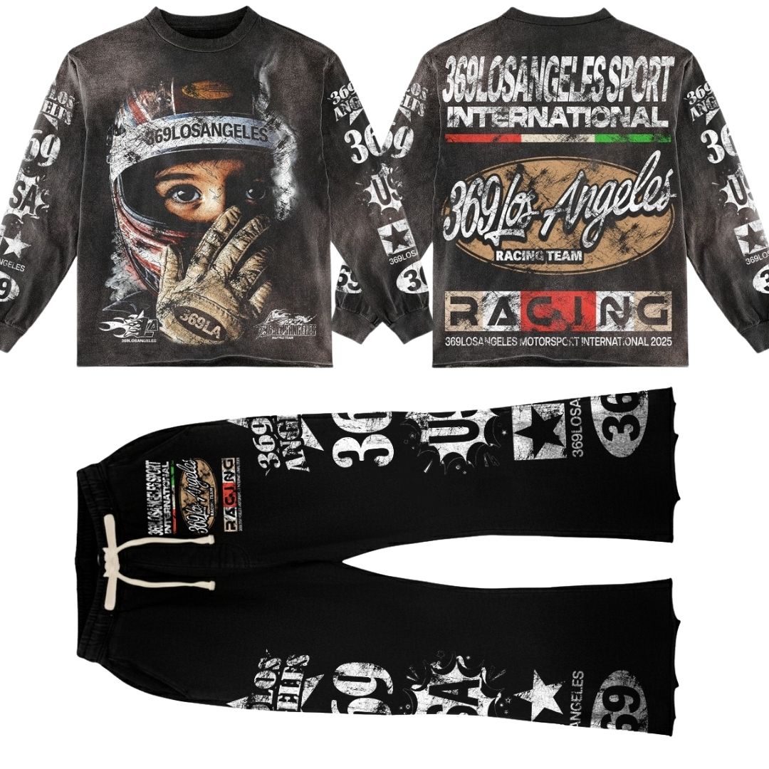 Global Motorsport Long-Sleeve T-Shirt & Flare Sweatpants Full Set