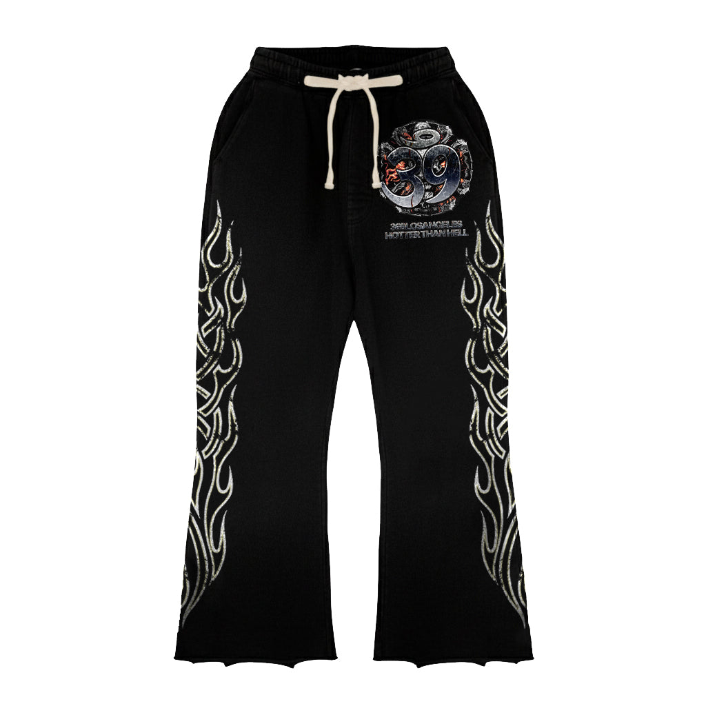 Hotter Than Hell Short-Sleeve T-Shirt & Flare Sweatpants Full Set