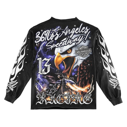 Speedway Eagle Long-Sleeve T-Shirt & Flare Sweatpants Full Set