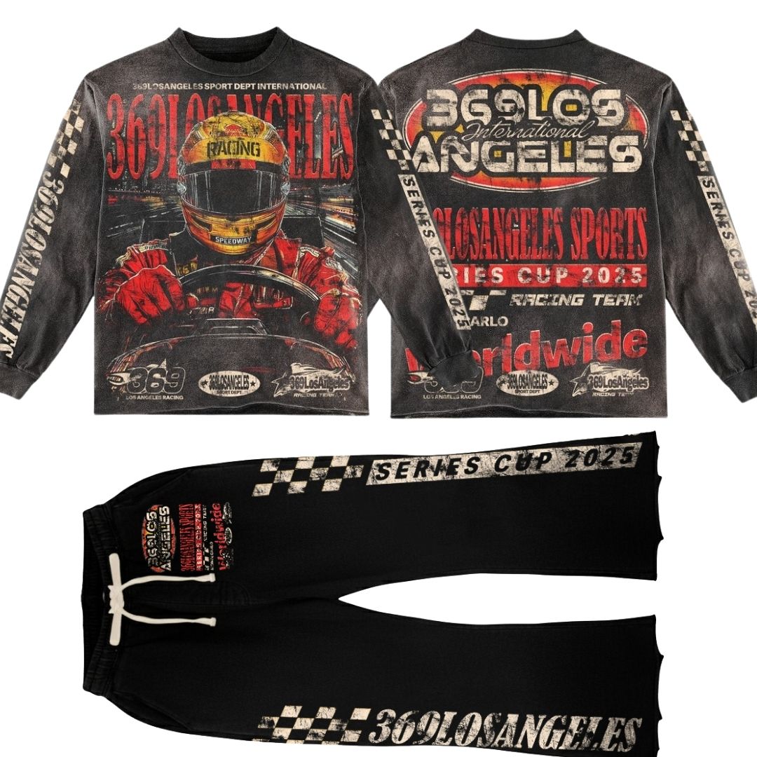 Speedway Long-Sleeve T-Shirt & Flare Sweatpants Full Set