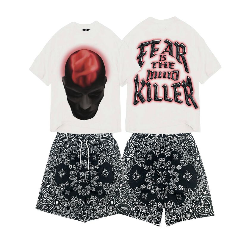 Fear Is The Mind Killer T-Shirt & Black Bandana Shorts Full Set