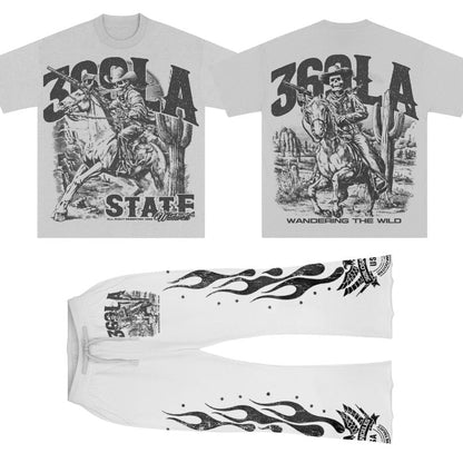 Wandering The Wild Short-Sleeve T-Shirt & Flare Sweatpants Full Set